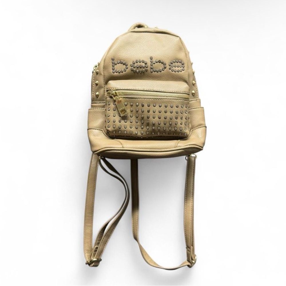 bebe Metallic Gold Studded Mini Backpack